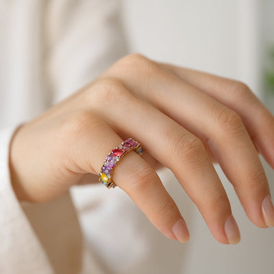 Винтиџ прстен са вишебојним цирконијем