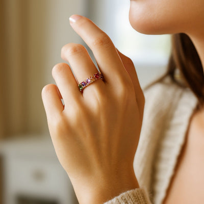 Винтиџ прстен са вишебојним цирконијем