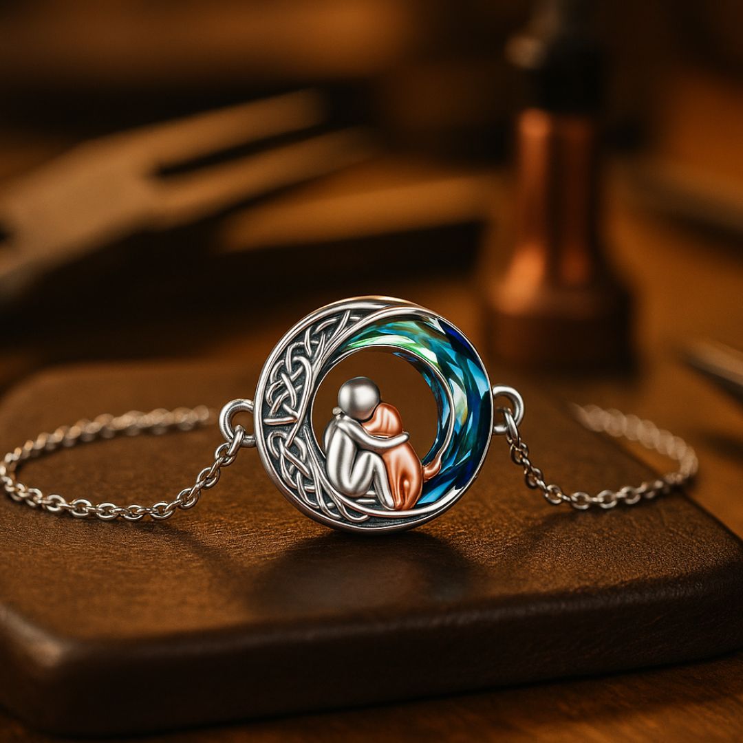 Сребрна подесива наруквица са привеском за пса