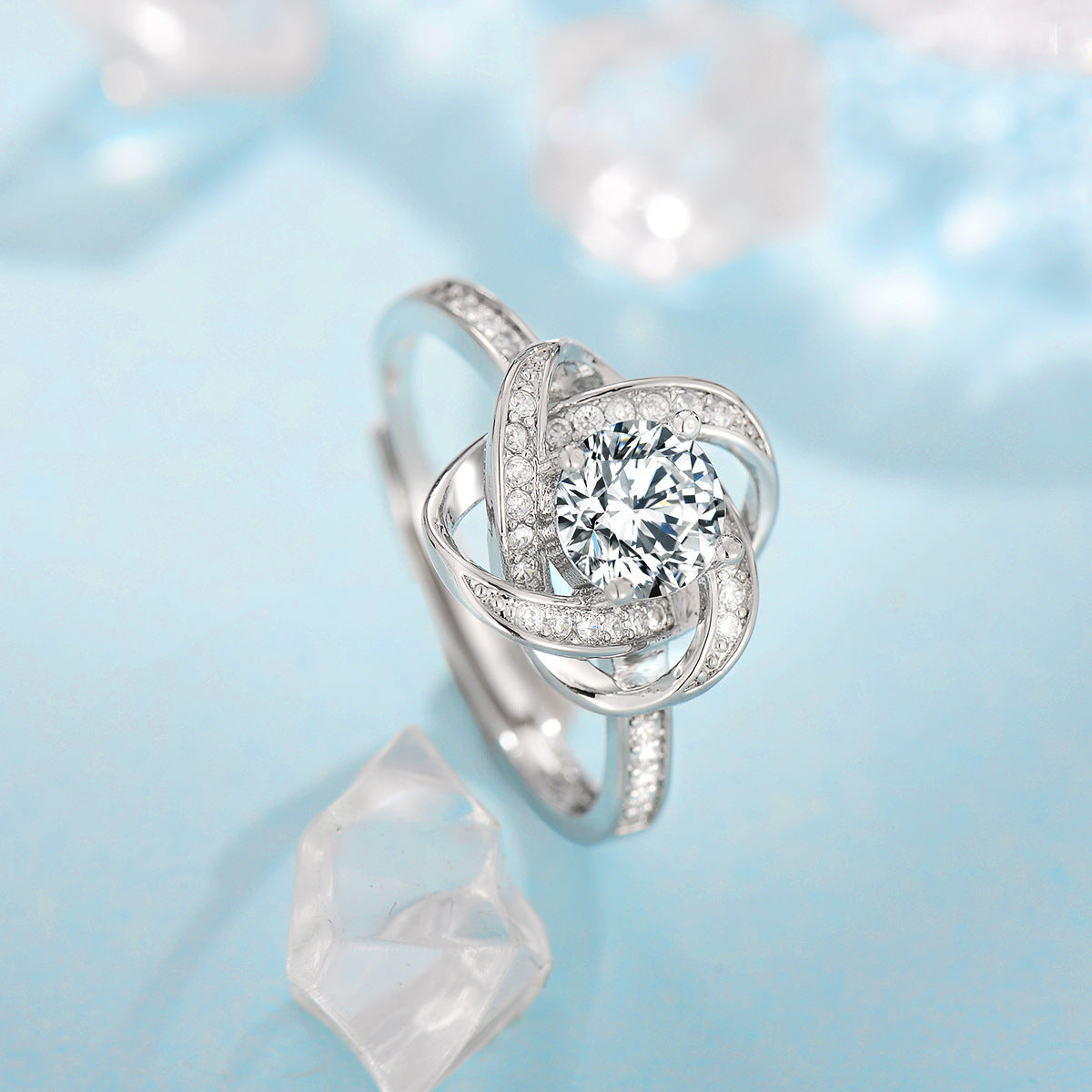 Комплет чворова Fleur de Givre са детелином | Бело злато