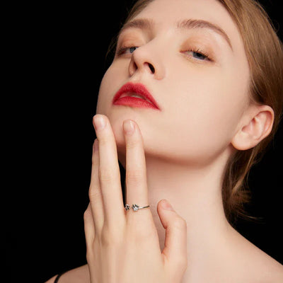 Прстен са шапом од стерлинг сребра 925 – подесив са цирконијем и емајлом