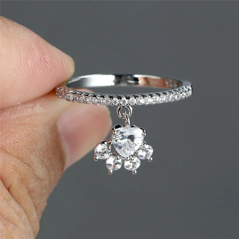 Винтаж прстен са мачјом шапом и срцем - златни и сребрни тон