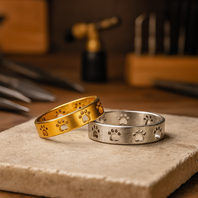 Златни прстен са отиском шапе – нерђајући челик