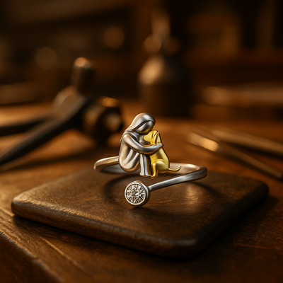 Прстен за пса од стерлинг сребра 925 са цирконијем – подесив и ручно израђен