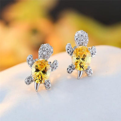 Минђуше са морским корњачама од цирконијума и сребра